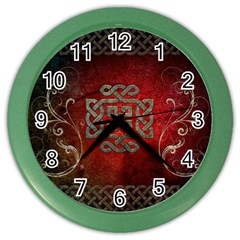 The Celtic Knot With Floral Elements Color Wall Clocks by FantasyWorld7