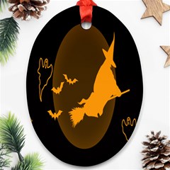 Day Hallowiin Ghost Bat Cobwebs Full Moon Spider Ornament (oval) by Mariart