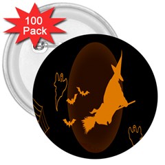 Day Hallowiin Ghost Bat Cobwebs Full Moon Spider 3  Buttons (100 Pack) 