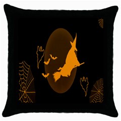 Day Hallowiin Ghost Bat Cobwebs Full Moon Spider Throw Pillow Case (black) by Mariart