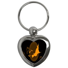 Day Hallowiin Ghost Bat Cobwebs Full Moon Spider Key Chains (heart)  by Mariart