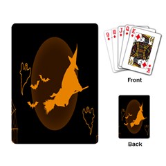 Day Hallowiin Ghost Bat Cobwebs Full Moon Spider Playing Card by Mariart