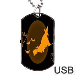 Day Hallowiin Ghost Bat Cobwebs Full Moon Spider Dog Tag Usb Flash (two Sides) by Mariart