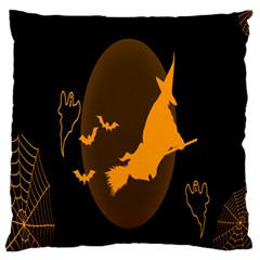 Day Hallowiin Ghost Bat Cobwebs Full Moon Spider Large Flano Cushion Case (one Side) by Mariart