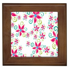 Flower Beauty Sexy Rainbow Sunflower Pink Green Blue Framed Tiles by Mariart