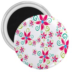 Flower Beauty Sexy Rainbow Sunflower Pink Green Blue 3  Magnets by Mariart