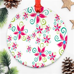 Flower Beauty Sexy Rainbow Sunflower Pink Green Blue Ornament (round) by Mariart