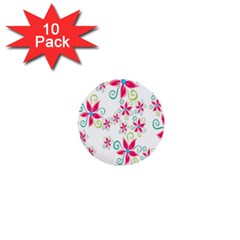 Flower Beauty Sexy Rainbow Sunflower Pink Green Blue 1  Mini Buttons (10 Pack)  by Mariart