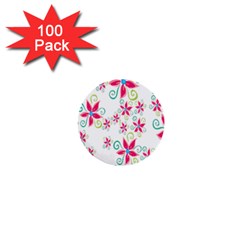 Flower Beauty Sexy Rainbow Sunflower Pink Green Blue 1  Mini Buttons (100 Pack) 