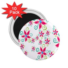 Flower Beauty Sexy Rainbow Sunflower Pink Green Blue 2 25  Magnets (10 Pack) 