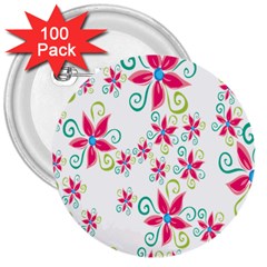 Flower Beauty Sexy Rainbow Sunflower Pink Green Blue 3  Buttons (100 Pack)  by Mariart