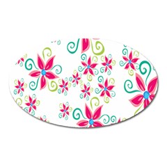 Flower Beauty Sexy Rainbow Sunflower Pink Green Blue Oval Magnet by Mariart