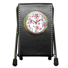 Flower Beauty Sexy Rainbow Sunflower Pink Green Blue Pen Holder Desk Clocks by Mariart