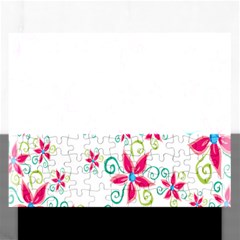 Flower Beauty Sexy Rainbow Sunflower Pink Green Blue Rectangular Jigsaw Puzzl by Mariart