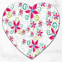 Flower Beauty Sexy Rainbow Sunflower Pink Green Blue Jigsaw Puzzle (heart) by Mariart