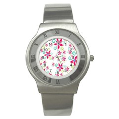 Flower Beauty Sexy Rainbow Sunflower Pink Green Blue Stainless Steel Watch by Mariart