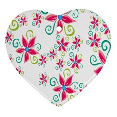 Flower Beauty Sexy Rainbow Sunflower Pink Green Blue Heart Ornament (two Sides) by Mariart