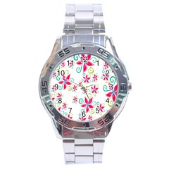 Flower Beauty Sexy Rainbow Sunflower Pink Green Blue Stainless Steel Analogue Watch by Mariart