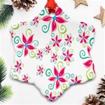 Flower Beauty Sexy Rainbow Sunflower Pink Green Blue Snowflake Ornament (Two Sides) Front