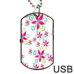 Flower Beauty Sexy Rainbow Sunflower Pink Green Blue Dog Tag Usb Flash (one Side)