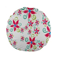 Flower Beauty Sexy Rainbow Sunflower Pink Green Blue Standard 15  Premium Round Cushions