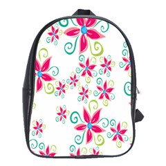 Flower Beauty Sexy Rainbow Sunflower Pink Green Blue School Bag (xl)