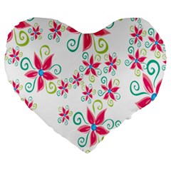 Flower Beauty Sexy Rainbow Sunflower Pink Green Blue Large 19  Premium Heart Shape Cushions