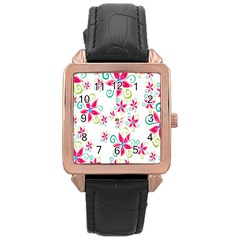 Flower Beauty Sexy Rainbow Sunflower Pink Green Blue Rose Gold Leather Watch  by Mariart