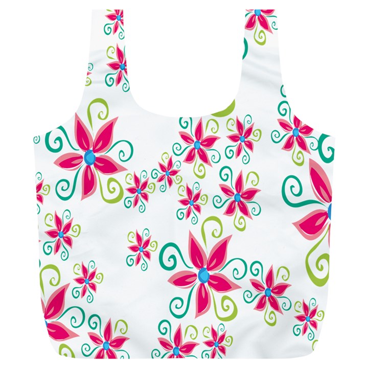 Flower Beauty Sexy Rainbow Sunflower Pink Green Blue Full Print Recycle Bags (L) 