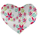 Flower Beauty Sexy Rainbow Sunflower Pink Green Blue Large 19  Premium Flano Heart Shape Cushions Front