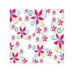 Flower Beauty Sexy Rainbow Sunflower Pink Green Blue Small Satin Scarf (Square) Front