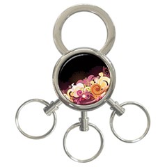 Flower Back Leaf Polka Dots Black Pink 3-ring Key Chains by Mariart