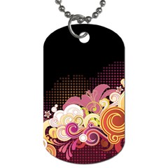 Flower Back Leaf Polka Dots Black Pink Dog Tag (two Sides)