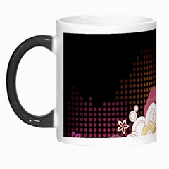 Flower Back Leaf Polka Dots Black Pink Morph Mugs