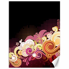 Flower Back Leaf Polka Dots Black Pink Canvas 12  X 16   by Mariart