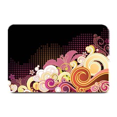 Flower Back Leaf Polka Dots Black Pink Plate Mats