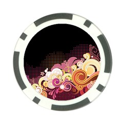 Flower Back Leaf Polka Dots Black Pink Poker Chip Card Guard by Mariart