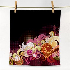 Flower Back Leaf Polka Dots Black Pink Face Towel