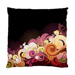 Flower Back Leaf Polka Dots Black Pink Standard Cushion Case (two Sides)