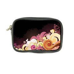 Flower Back Leaf Polka Dots Black Pink Coin Purse