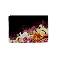 Flower Back Leaf Polka Dots Black Pink Cosmetic Bag (medium)  by Mariart