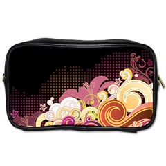 Flower Back Leaf Polka Dots Black Pink Toiletries Bags