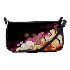 Flower Back Leaf Polka Dots Black Pink Shoulder Clutch Bags by Mariart