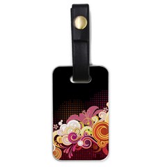 Flower Back Leaf Polka Dots Black Pink Luggage Tags (one Side) 