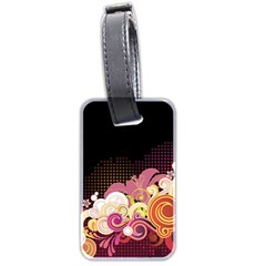 Flower Back Leaf Polka Dots Black Pink Luggage Tags (two Sides) by Mariart