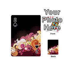 Flower Back Leaf Polka Dots Black Pink Playing Cards 54 (mini)  by Mariart