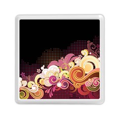 Flower Back Leaf Polka Dots Black Pink Memory Card Reader (square) 