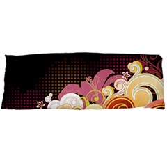 Flower Back Leaf Polka Dots Black Pink Body Pillow Case (dakimakura)