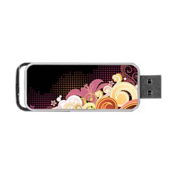 Flower Back Leaf Polka Dots Black Pink Portable Usb Flash (one Side) by Mariart