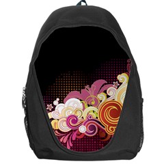 Flower Back Leaf Polka Dots Black Pink Backpack Bag